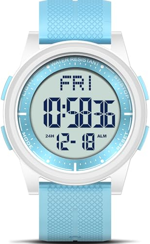 WIFORT Orologio digitale impermeabile da uomo e donna con cronometro conto alla rovescia allarme formato 12/24 ore, orologio sportivo ultraleggero con display grandangolare, Cinghia