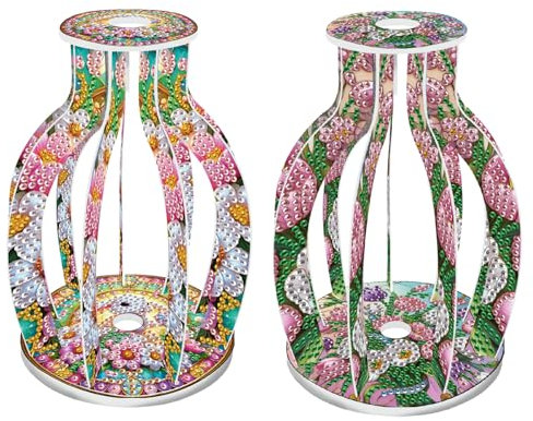 CXINLky Diamond Art Painting Blumenvase, Kreativ Diamond Art Mandala Reagenzgläser mit Bürste, Reagenzglas Vase für Hydrokultur Pflanzen, Tisch Hause Büro Wohnzimmer Deko-2 Stuck-D