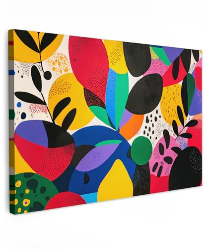 MuchoWow© Bilder Groß 120x80 cm XXL Wohnzimmer Deko Modern Wandbild Kunstdruck auf Leinwand Bild Schlafzimmer über Bett Room Decor Geschenke Formen - Punkte - Farbenfroh