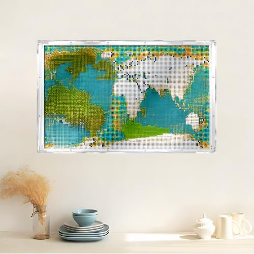 Acryl-Figuren Display Box für LE-GO für 31203 Worlid Map Acryl-Aufbewahrungsbox staubdicht transparente Box benutzerdefinierte Vitrine Aufbewahrungsbox (kein Modell) (3 mm)