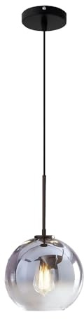 EKSED Moderne Pendelleuchte aus Glas mit E27-Fassung, 20 cm Kugelschirm-Deckenleuchte für Kücheninsel, Esszimmer (Silber, 1-flammig)
