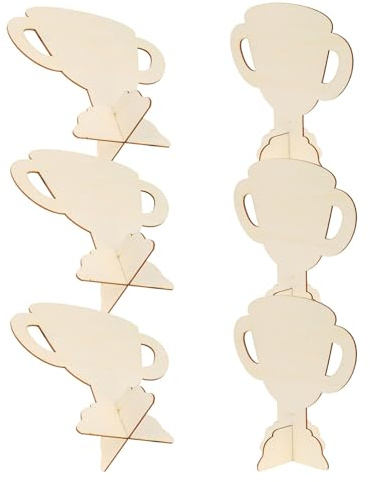Selbstgemacht Pokal für Kinder 6 Stück Bastelprojekte und Einschulung Deko | Beige MDF Rohlinge, Glatte Oberfläche zum Bemalen, Spielerische Auszeichnung für Jungen und Mädchen