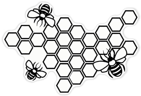 Azeeda 'Honeycomb Bees' Sticker - Clear, 72cm (DC00153261) | Bees Working Hexagon Pattern Graphic - Waterproof Permanent Vinyl Decal for Cars, Windows and Bins