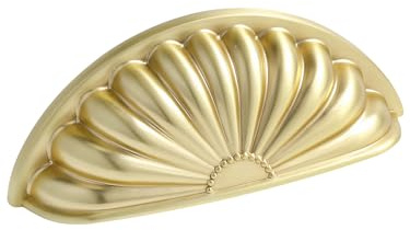 JIASENBAO Brushed Gold Cabinet Cup Pulls 76mm Hole Center 5 Pack Brass Drawer Pulls Kitchen Hardware Cabinet Handles Dresser Handles Knobs