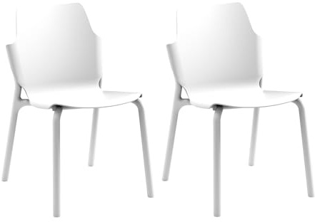 Rebecca Mobili 2er Set Outdoor-Stuhl, Stapelbarer, Eisweiß, Polypropylen, Moderner - Maße HxBxT: 83 x 56 x 47 - Art. RE7256