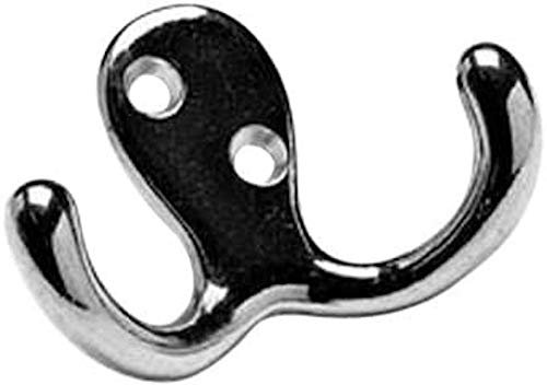 Merriway BH00127 Verchromter Doppel-Kleiderhaken, Weiß, 4 Stück