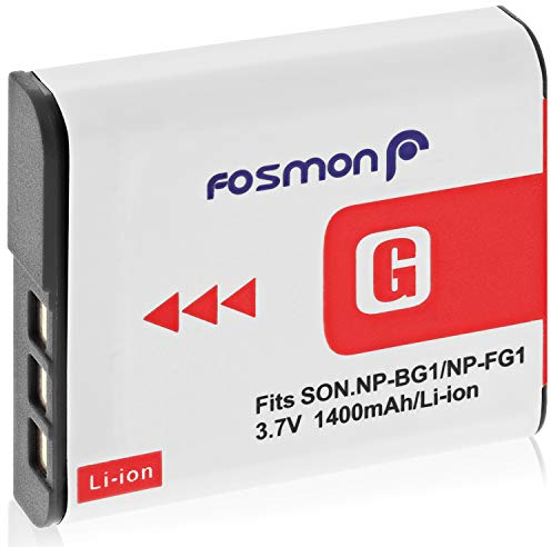 Fosmon Akku für Sony NP-BG1 NP-FG1, 3.7V 1400mAh Li-Ion Ersatzbatterie, Kompatibel mit Sony Cyber-Shot DSC-W120, W110, W130, W150, W170, W210, W300, DSC-T100, T20, N1, N2, H50 und mehr
