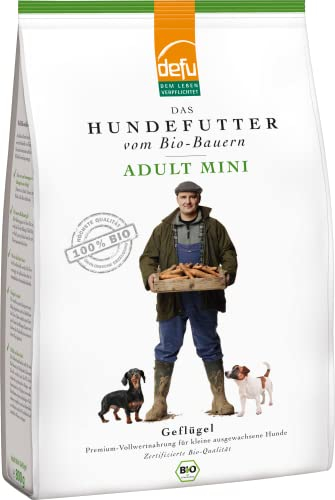 defu Hundefutter | 1 x 800 g | Adult Mini Bio Geflügel | Premium Bio Trockenfutter für kleine, ausgewachsene Hunde