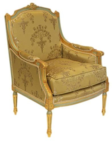 Casa Padrino Barock Lounge Thron Sessel Empire Gold Muster - Ohren Sessel - Ohrensessel Tron Stuhl