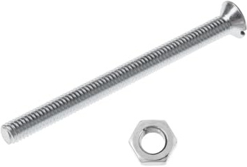 Merriway bh04307 brillante chapado en Zinc ranurada cabeza avellanada tornillo de máquina, M4 x 50 mm, 2 pulgadas – Pack de 20