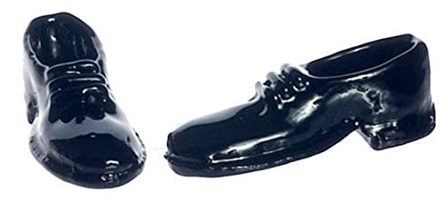 Melody Jane Puppenhaus Miniatur Schlafzimmer Zubehör Herren Schwarz Halbschuhe