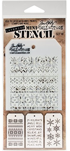Stampers Anonymous MTS018 Tim Holtz Mini Layered Stencil Set 3/Pkg-Set #18