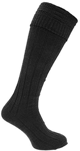 Universal Textiles Scottish Highland Wear Herren Kilt-Schlauchsocken aus Wolle (1 Paar), Schwarz, 7-12 US