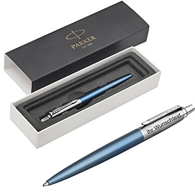 Parker Kugelschreiber Jotter C.C, Edelstahl, farbig, inkl. Laser-Gravur (Waterloo Blue)