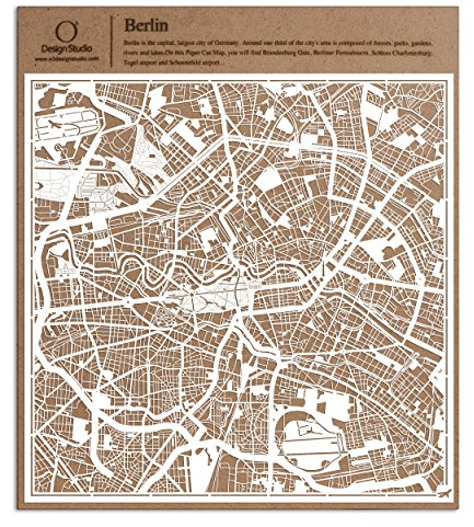 Berlin Scherenschnitt Karte, Weiß 30x30 cm Papierkunst