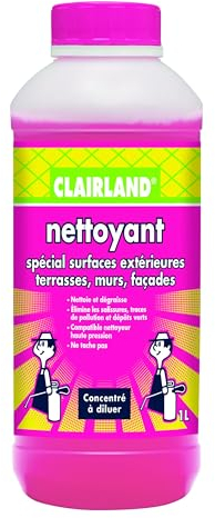 CLAIRLAND Bidon Nettoyant spécial surfaces extérieures Terrasses, Murs, Concentré, Dose d’emploi : 1L/50m², 1 L, CLAIRDETER10, Vert