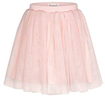 tanzmuster Kinder Tüllrock 'Little Ballerina' mit 3 Lagen weichem Tüll und Unterrock in Hellrosa - Blickdicht, Größe:152/158