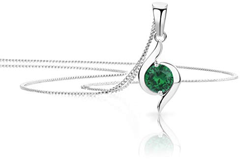 OROVI – Halskette aus 9 Karat (375) Weißgold mit Smaragd (0.46 ct) – filigrane Gold Kette Damen mit grünem Edelstein Anhänger – inkl. Schmuckbox zum Verschenken – allergenfrei & handgemacht (45 cm)