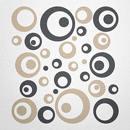 WANDfee Wandtattoo Kreise Punkte 50 Aufkleber FARBWUNSCH Wandaufkleber Kinderzimmer Fliesenaufkleber Badezimmer Küche beige dunkelgrau