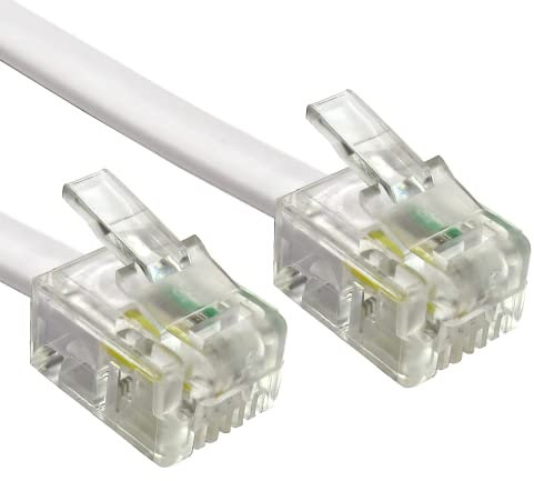 Oli Go Networks RJ11 Modem Cable High Speed Internet Broadband - White, 10m | Premium ADSL/Fibre Broadband Cable | Router or Modem to RJ11 Phone Socket or Microfilter | Telephone Extension Wire
