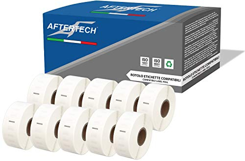 Aftertech 10x 11352 25 x 54 mm Rollen kompatible Klebeetiketten (500 Etiketten/Rolle = 5000 insgesamt) für Dymo LabelWriter Seiko SLP Etikettendrucker S0722520 10x11352