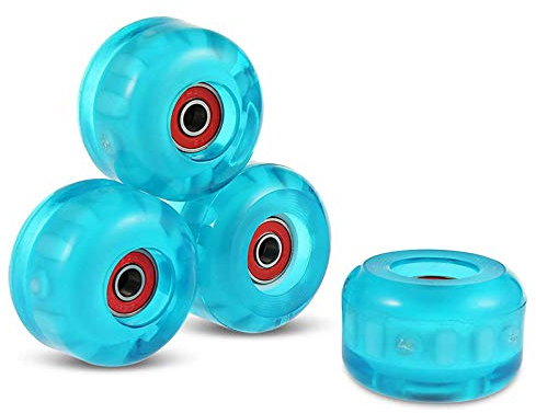 JHKJ 4-Teilige Skateboard-Räder 60X45mm Leuchtendes Longboard-Rad 80A Klare LED-Leuchträder Lager Cruiser-Räder Keine Batterien Erforderlich Rollen Longboard Ersatz Rader,Rosa