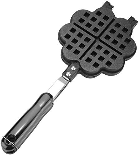 qiuqiu Waffle Maker Aluminum Baking Sheet, Heart Shaped Non-Stick Waffle Maker, Makes 4 Waffles, Iron Plate