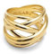 SINGULARU - Bague Triple Cross. Laiton avec finition plaqué or 18 kt. Bijoux pour femme. Taille 16