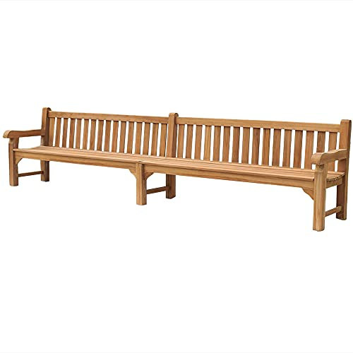 Teako Design Parkbank Gartenbank Piceno XXL Teak Massivholz extra stark Verschiedene Größen (400 cm)