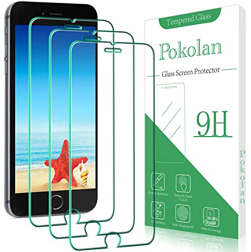 Pokolan 3 Pack Screen Protector for iPhone SE 3 (2022), iPhone SE 2 (2020) Tempered Glass, 9H Hardness, Case Friendly, Bubble Free, Anti-Scratch, Ultra Resistant