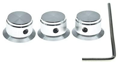 3er-Pack Schrauben-Stil Aluminium Potentiometer Knöpfe 1/4 Zoll Universal Top Hat Knobs Bell Volume Tone Control Knobs for Guitar/Bass/AMPS/Preamps Silver