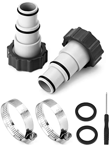 QWORK® 2 Piezas Adaptador Manguera Piscina, Conexión para Manguera Piscina de Ø 32 y 38 mm, con Collar para conexión roscada