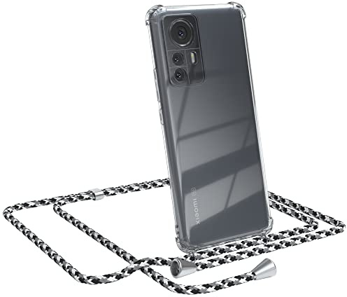EAZY CASE Handykette kompatibel mit Xiaomi 12 Pro Handyhülle mit Umhängeband, Handykordel mit Schutzhülle, Silikonhülle, Hülle mit Band, Stylische Kette mit Hülle für Smartphone, Schwarz Camouflage