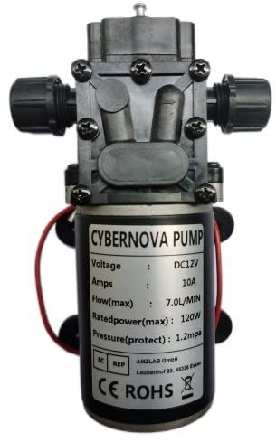 CYBERNOVA DC 12V 7L / min 174 PSI Bomba de diafragma de alta presión autocebante para camping/Barco/Camper/Jardín/Vehículo/Limpieza de RV/Riego/Pulverización