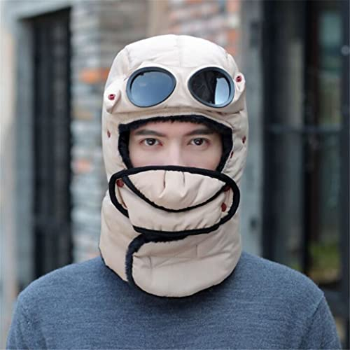 Winter-Fliegermütze Herren-Brillen-REIT-Ski-Mütze Russia Plus Velvet Padded Earmuffs Warm Cap (Color : E, Size : One Size)