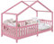 IDIMEX Lit cabane Enfant 90x190 cm LISAN lit Simple Montessori avec Barrières de Protection en Pin Massif lasuré Rose