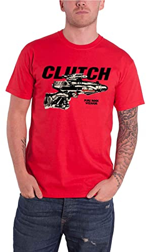 Clutch T Shirt Pure Rock Wizards Band Logo Nue offiziell Herren Rot S