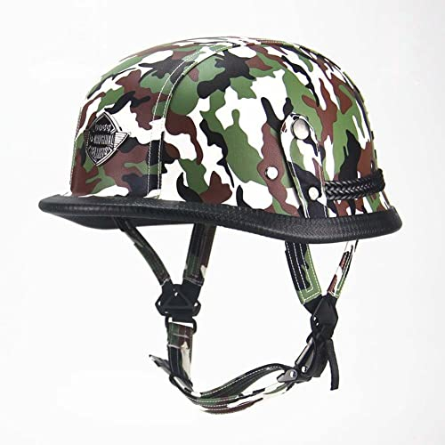 Ruiqieor Jethelm Für Motorräder Roller-Helm Jet-Helm Moped Mofa-Helm Scooter-Helm Retro Vintage Jethelme Rollerhelm Sturzhelm (Camouflage,XXL-61-62cm)