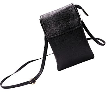 Narunii Petit Sac Bandoulière Portefeuille Téléphone Poche,Mini Sac à Main PU Cuir Pochette Femmes,Universal 6.5” Pochette pour téléphone Portable Sac à Épaule Voyage Bandoulière (Noir)
