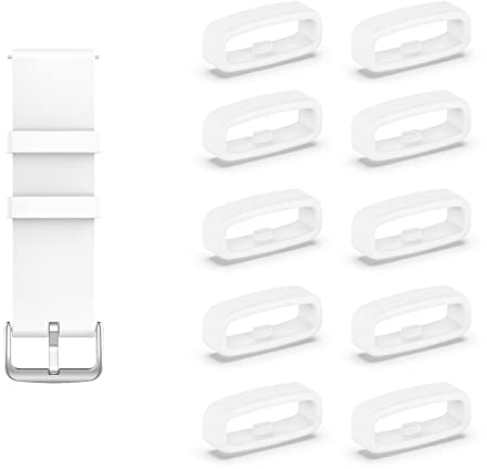 KUTEWEU 10 Stück Silikon Armbänder Schlaufe,Ersatzband Band Loops, Armband Schlaufe,Uhrenarmband Halter Keeper Verschlussring Ersatz Schlaufen für Watch armband (18mm, Weiß)