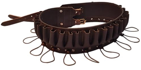 Articulos de Caza Canana Fabricada en Cuero, con Porta cazas en cordón para Perdiz (7028-L-95 cm-Calibre 12)