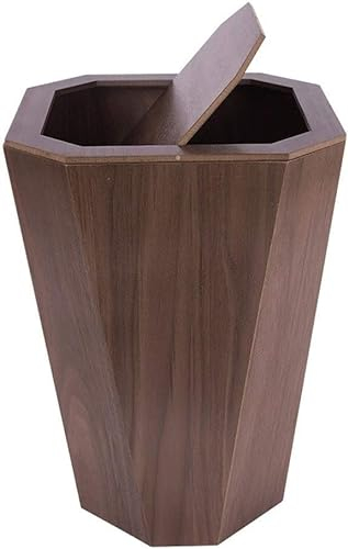 NAKEAH Papelera de Madera for Exteriores Papelera for Exteriores con Tapa Papelera de Reciclaje Rectangular Papelera Rectangular (Color : Dark Brown)