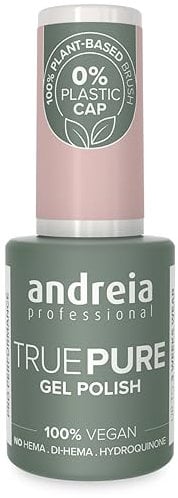 Andreia Professional Hema Free Gel Polish - TRUE PURE 21 Free and 100% Vegan for Sensitive Nails - Semi-Permanent UV LED Soak Off Gel Nail Varnish - Colour T08 Nude Pink 10.5ml
