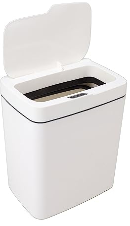 Glomora 18L Motion Sensor Bathroom Bin, Waste Basket, Waterproof Trash Can, Automatic Trash Can 18L PP Motion Sensor Battery Type Smart Garbage Bin for Bathroom Bedroom(White)