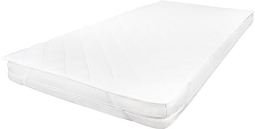 Matratzenschoner Matratzentopper Matratzenauflage mit Wendefunktion aus Baumwolle und Polyester mit elastischen Eckbändern (90-200 cm Breite) Größe 95 x 200 cm
