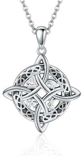 JERWLI Halskette mit Hexenknoten, Sterlingsilber, Glücksbringer, irischer Knoten, keltischer Hexenanhänger, Halskette, Schmuck, Geschenk für Frauen