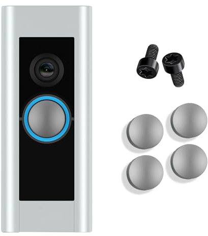 Doorbell Button Replacement, Doorbell Pro Buttons Replacement, Come with 4Pack Buttons / 2Pack Screws, Video Doorbell Buttons Compatible with Doorbell Pro, Repair Split Cracked Broken Button (Silver)
