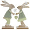 Dekofiguren Hasen aus Holz zu Ostern 2er Set als Frühjahrsdeko - Osterhasen Zimmer Deko für Innen als Frühlingsdeko, Osterdeko im Landhausstil - Osterdekoration für Wohnzimmer, Schlafzimmer