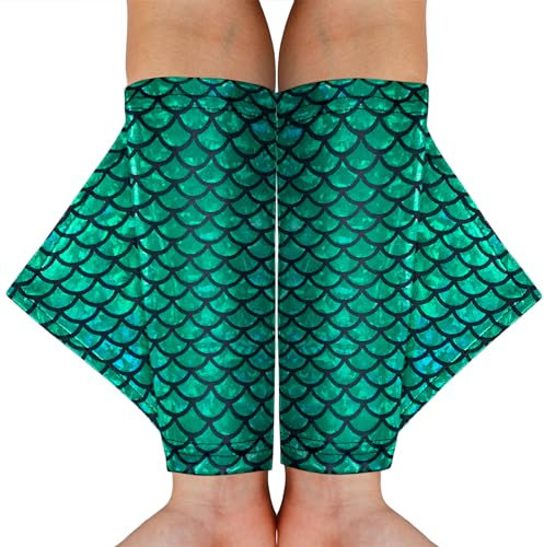 color cosplayer Meerjungfrau Handschuhe Fischschuppen Arm Ärmel Druck Flosse Halloween Kostüm Zubehör für Frauen und Mädchen, Grüne Meerjungfrauen, Einheitsgröße