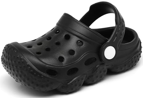 INMINPIN Unisex Niños Zuecos Niño Niña Bebé Sandalias de Playa y Piscina Antideslizante Ligeras Verano Zapatillas Zapatos de Jardín,Negro,20 EU= Fabricante 21